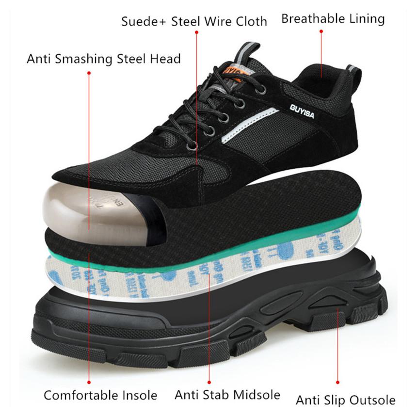 Anti Puncture Working Summer Shoes Mens Safety Work Shoes with Steel Toe Anti-slip Work Sneakers Protection Work Boots for Men