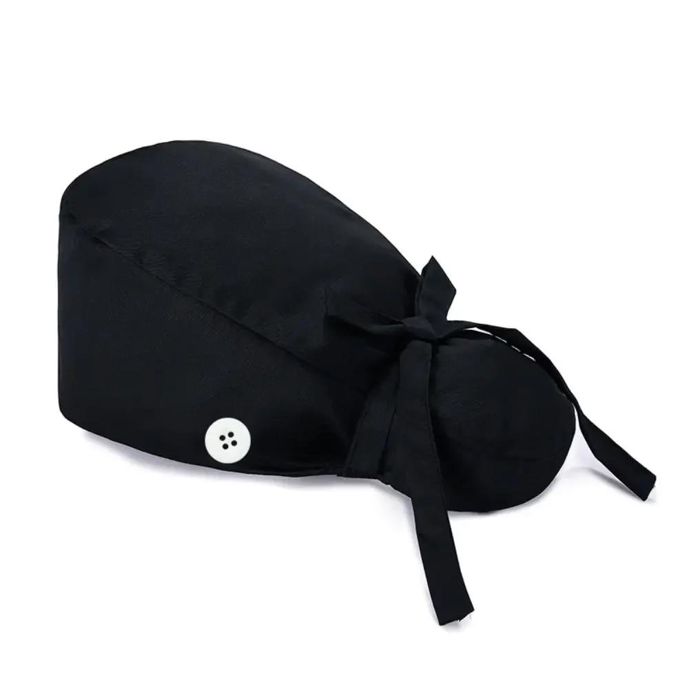 Adjustable HeadCover With Sweatband Men Women Bouffant Hat Pure Colour Cotton Hats Surgical Scrub Cap