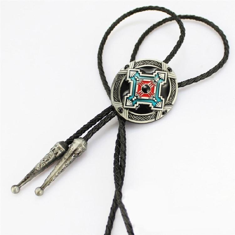 1 Pc Braided Shoestring Totem Bolo Tie Carved Charm Cowboy Necktie Necklace