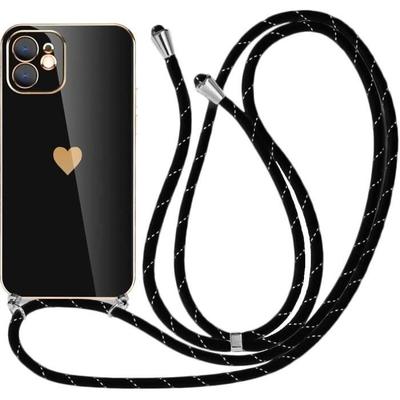 Necklace Case Cord - PROSHOP - for iPhone 12 - Black - Heart Pattern - Flexible
