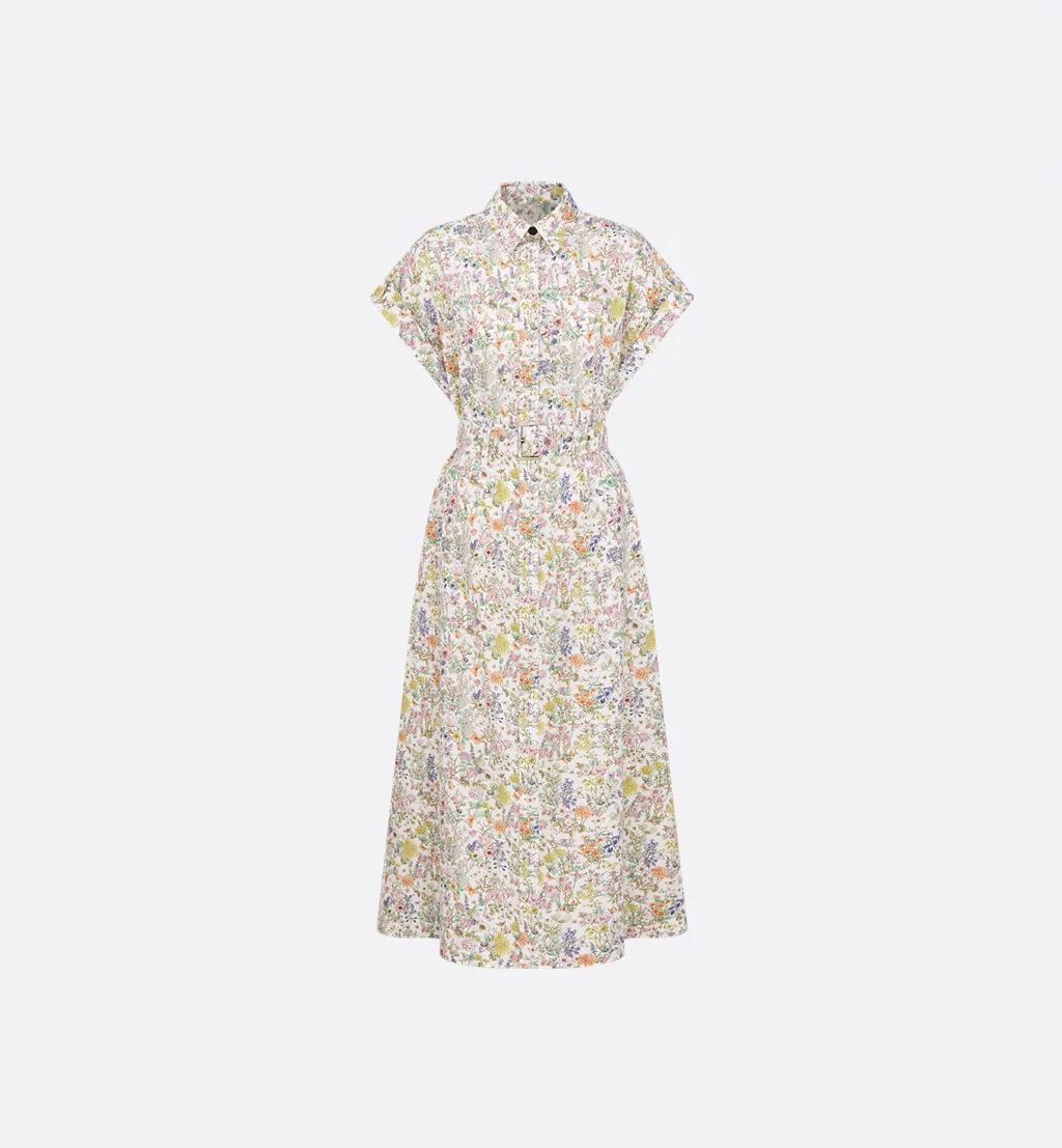 Spring/Summer Floral Print Raglan Sleeve Cotton Dress XL цветочный