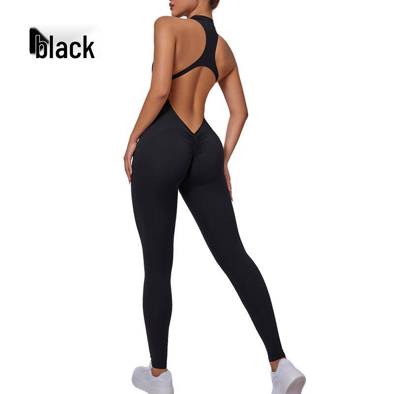 

Кардиган-боди без спинки на молнии в европейском стиле: Ощущение обнаженности, Длинный рукав, Воротник-стойка для йоги и фитнеса на открытом воздухе Medium чёрный