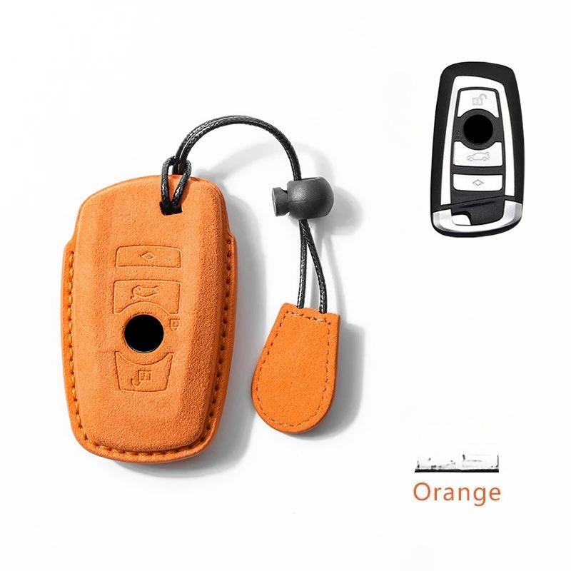 Suede Car Key Case Remote Cover Shell Holder Chain Keyring Fob For BMW 120i 225i 320i 330Li 1 2 3 Series I3 iX3 X3 X2 M3 M2 X3M