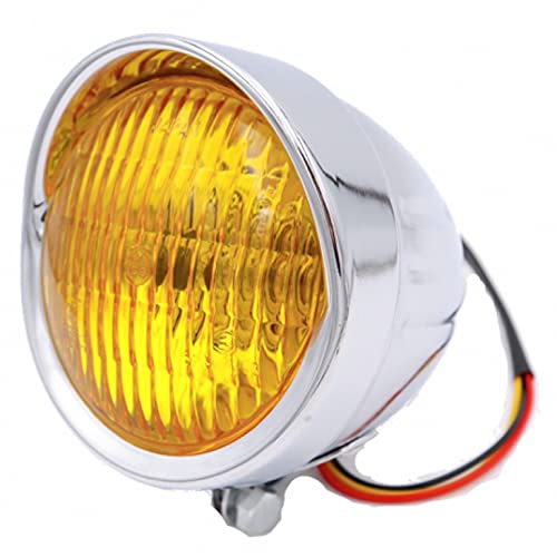 

Универсальная фара Meliore Bates 4,5 дюйма с козырьком для Suzuki Yamaha Honda Kawasaki Американский винтажный ретро мотоцикл Стеклянная линза Серебристый Желтый