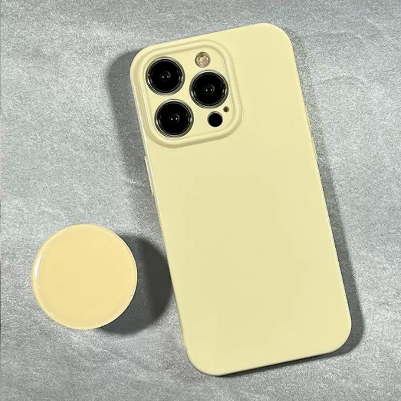 

Solid Color Macaron Stand Suitable for Iphone17promax Apple 13 Mobile Phone Case 16 Simple 11 Anti Fall 15 Soft 17