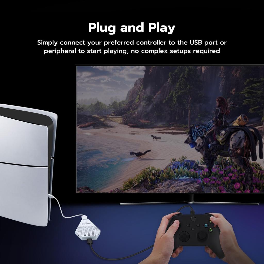 P5 Mate USB adaptér pro PS5/PS5 Slim Gaming Converter Příslušenství Hry pro více hráčů, nízká latence, podpora více ovladačů/periferií/náhlavních souprav/atd.