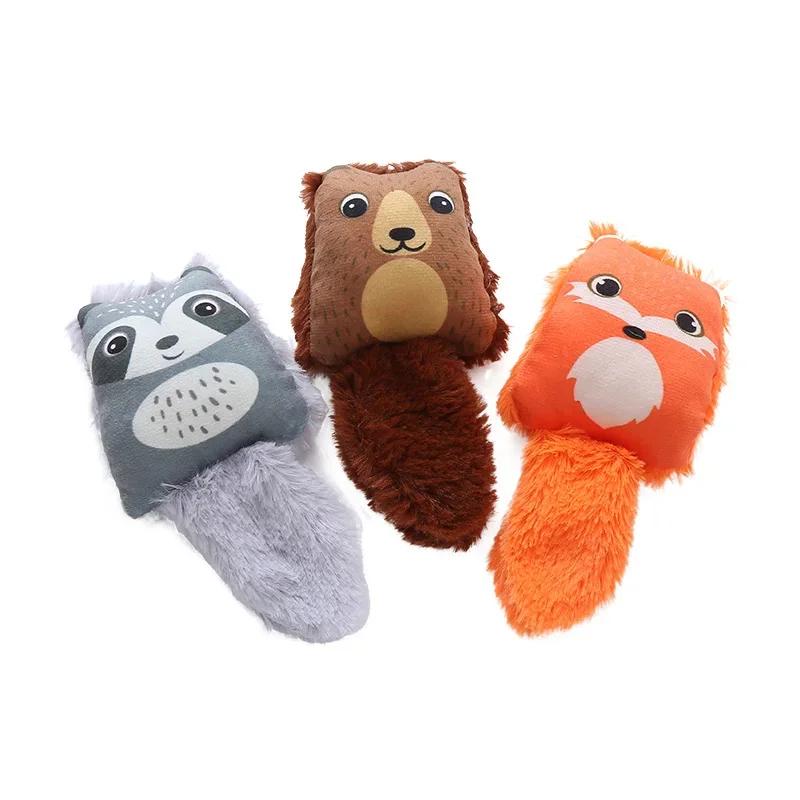 Cartoon Fox Shaped Cat Toy Cute Little Raccoon Squirrel Nibbling Toy Creative Cat Mint Cat Pillow