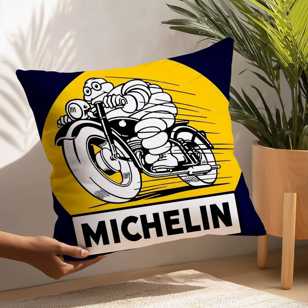 M-MichelinS T-Tyres Pillow Case Plush Fabric Soft  Pillowcase Double Sided Print Cushion Cover Household Gifts