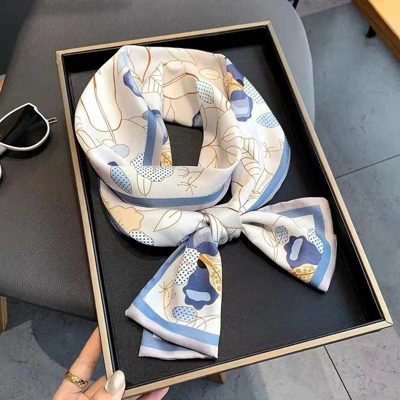 Spring And Summer Decorative Scarves, Geometric Color Blocked Silk Square Scarves, Silk Scarves, Women's Scarves