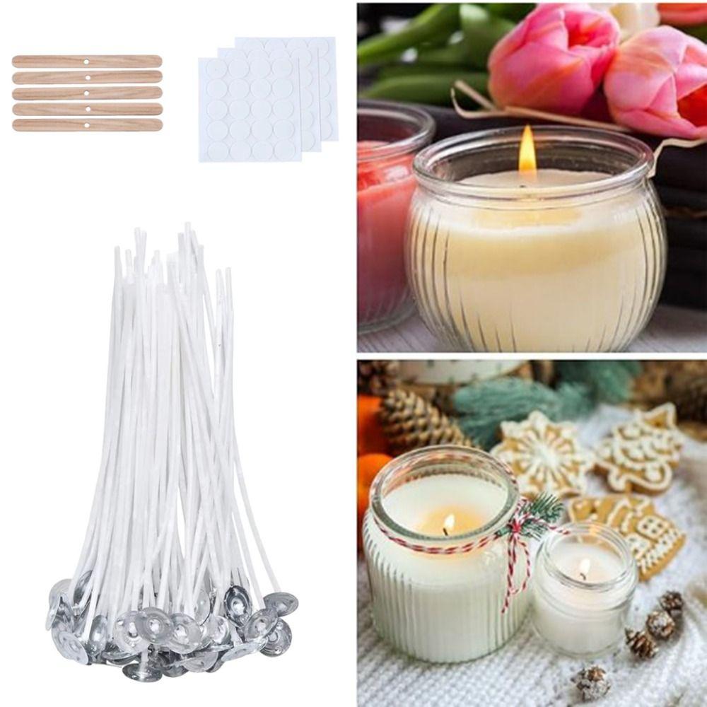 165Pcs Wick Holders Candle Wicks Set Pre Waxed Soy Oil Wax Core Waxed Cotton Wicks Soy Wax