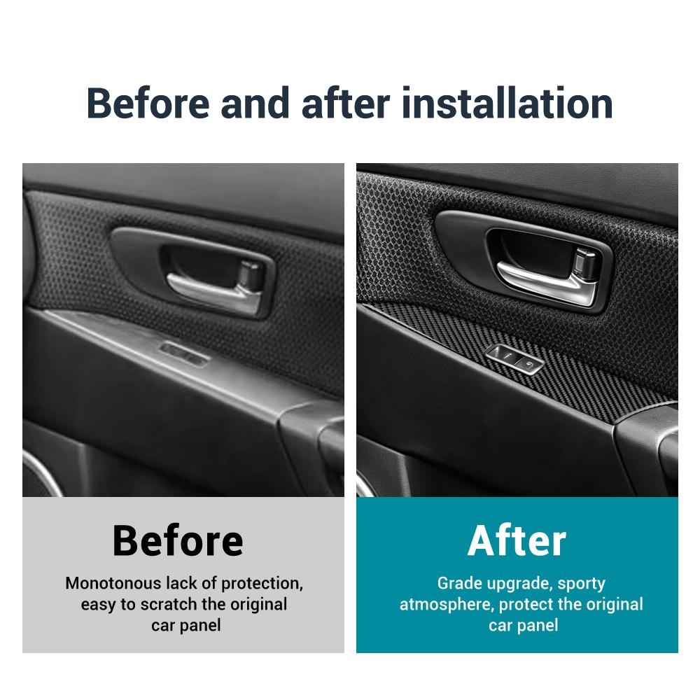 For Mazda 3 2004 2005 2006-2009 Carbon Fiber Window Switch Panel Trim Interior Decor Protective Car Modification Accessories
