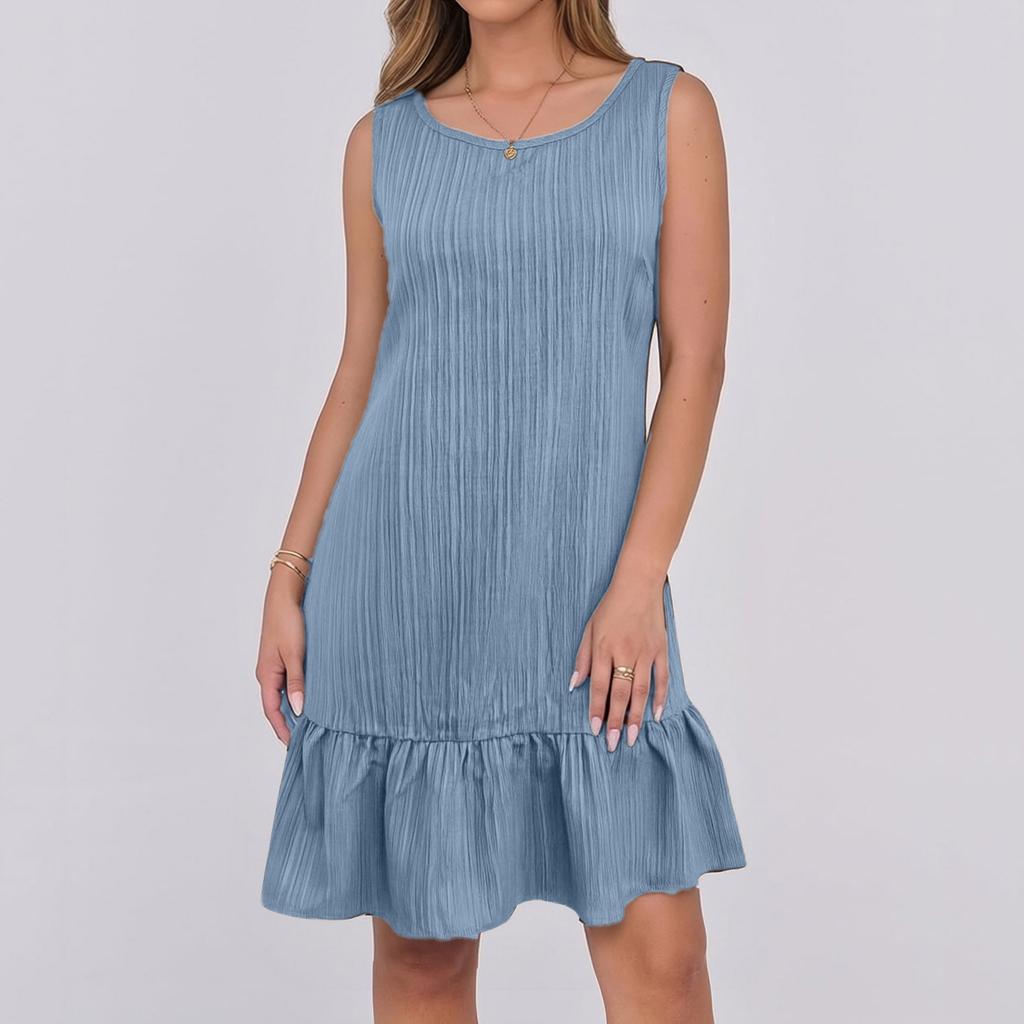 Women French High Quality Temperament Spring Summer Sleeveless Vest Dress