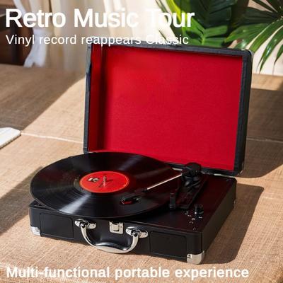 Drehteller Schallplattenspieler Retro Handheld Phonograph Tragbarer USB Bluetooth Lautsprecher Neu 350*255*120mm