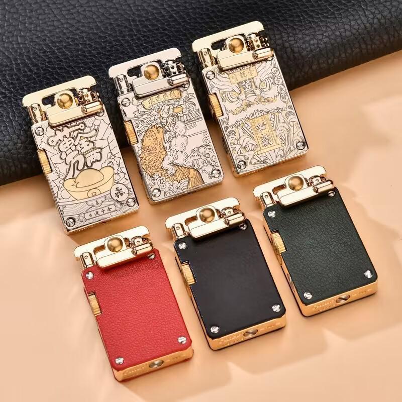 CHIEF CF708 Brass Engraved Windproof Kerosene Lighter with Rocker Ejection Ignition