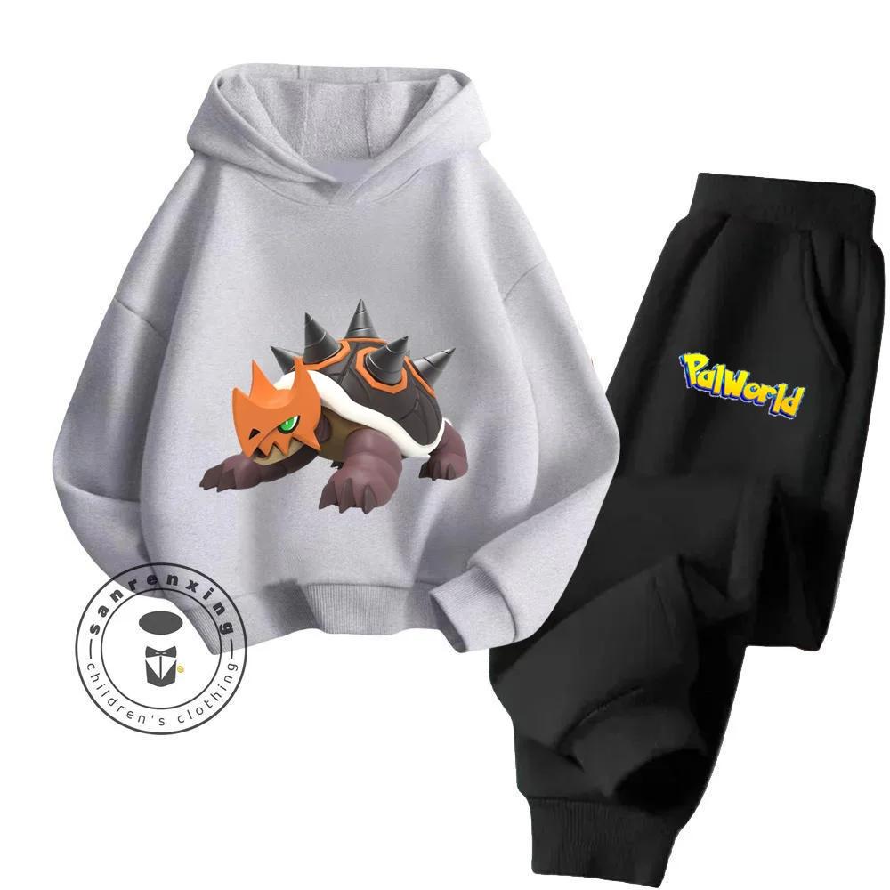 

Palworld Cartoon Apparel Стильные и уютные комплекты с капюшоном для осени и зимы, хлопковая толстовка с капюшоном, подходящая для мальчиков и девочек, одежда для игр на открытом воздухе 160