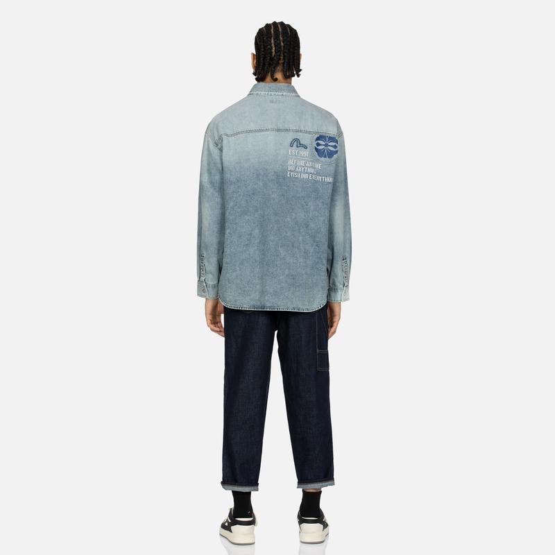 Evisu Jeans Ricamati con Divinità del Gabbiano 2ESHTM4JE8023BLDN