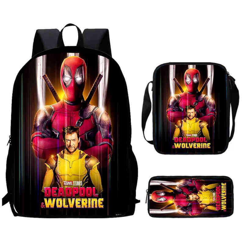 Mochila Escolar Infantil de Deadpool y Wolverine con Tejido Oxford Ligero para Estudiantes de Primaria