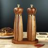 Acacia Wood and Steel Pepper & Salt Grinder Set with Ceramic Core