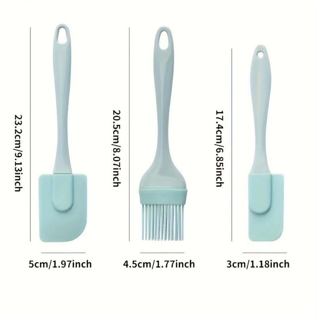 3pcs Silicone Baking Spatulas And Oil Brush Set, Food Grade Silicone Butter Cream Spreaders And Pastry Brush, Kitchen Utensils .