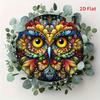 Colorful Mandala Style Owl Feather Art Tin Sign Vintage Durable Metal Plaque Wall Decor Bohemian Animal Home Office Wall Art
