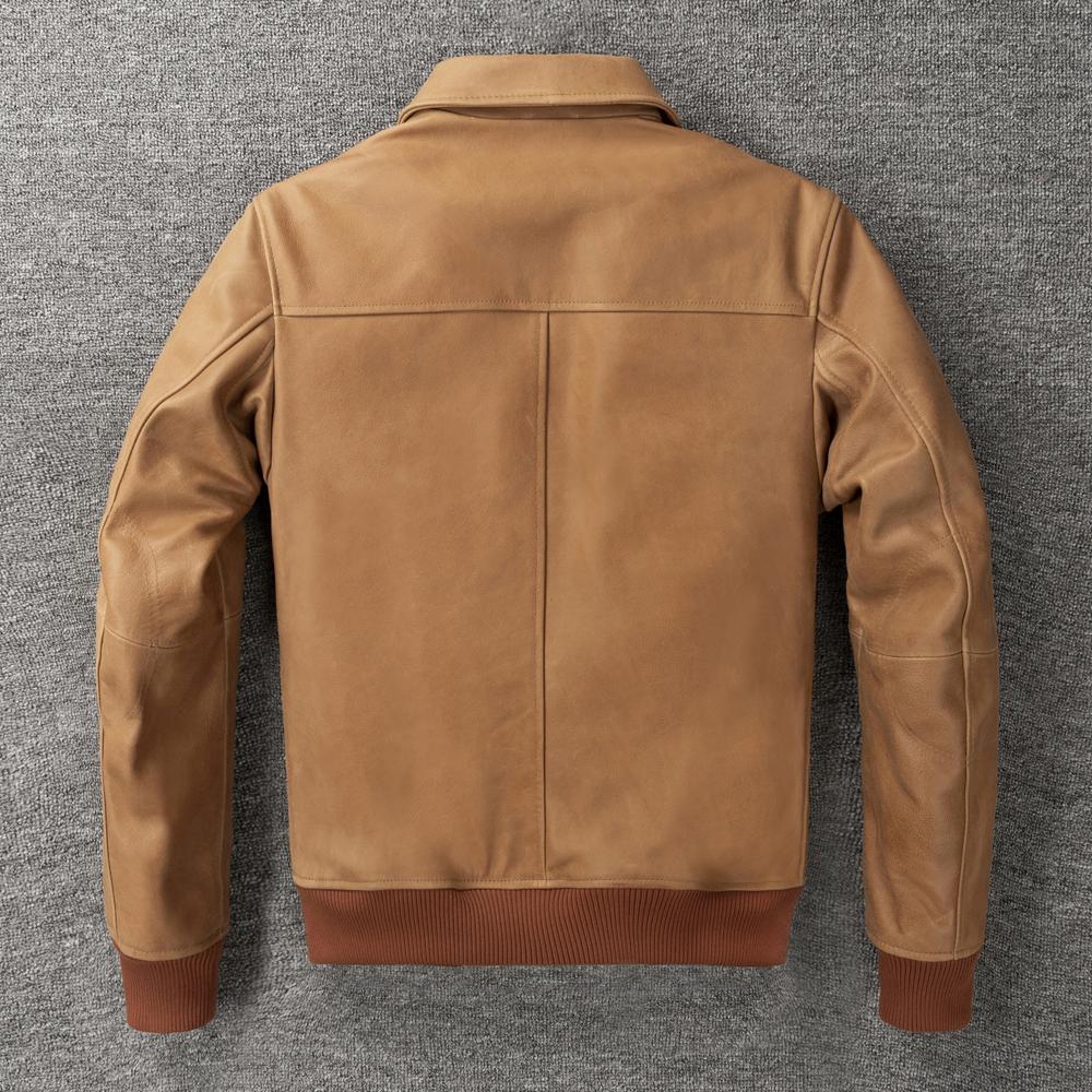 Flight Suit A2 Soft Genuine Cow Men Leather Jacket Brown Aviator Bomber Jackets Man Coat Spring Autumn