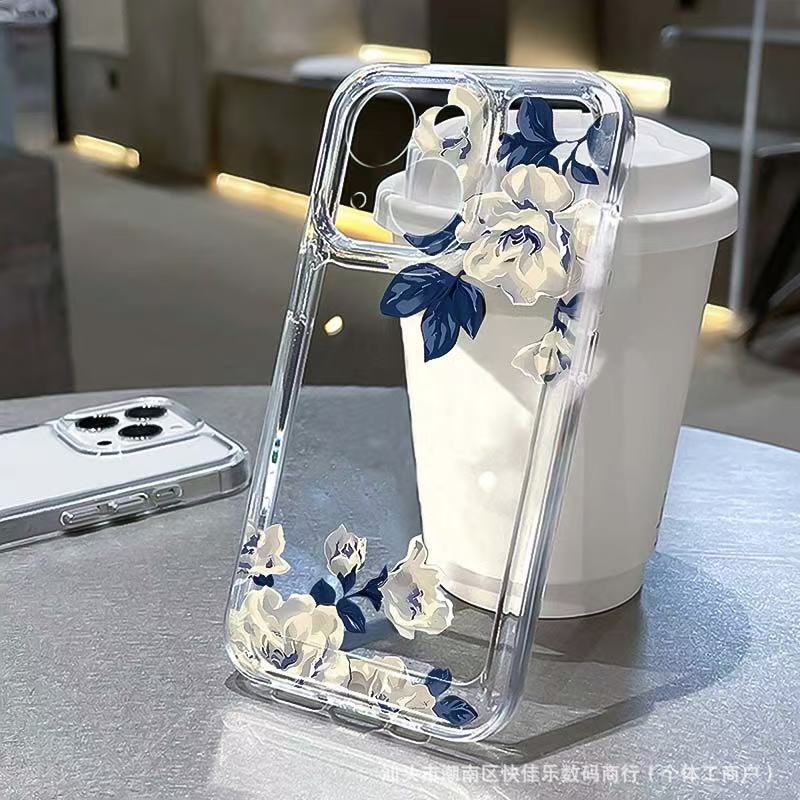 Simple Flower iPhone Case 7/8 Apple 11/12/13/14/15/16 ProMax Transparent Phone Case iphone 7/8 universal