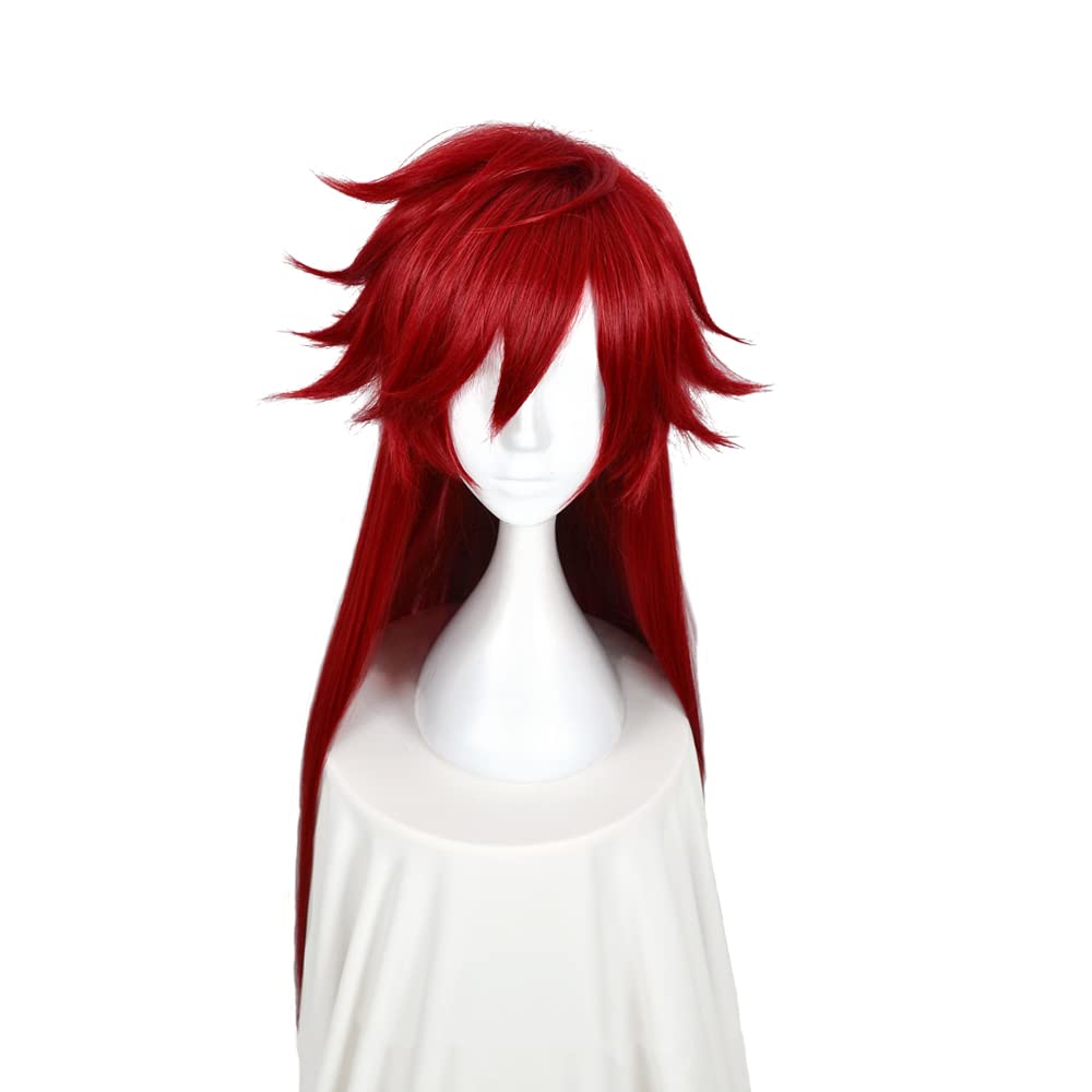 Cosplay Long Straight Red Perfect for Parties and Includes 3 Bonus a Dedicated and a Memo Heat-resistant Wig, "Second Castle" Hair, Hair, Disguises.