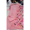 Women's Pink Rayon Slub Embroidered Straight Kurta with Rayon Slub Pant And Silk Printed Dupatta Sets