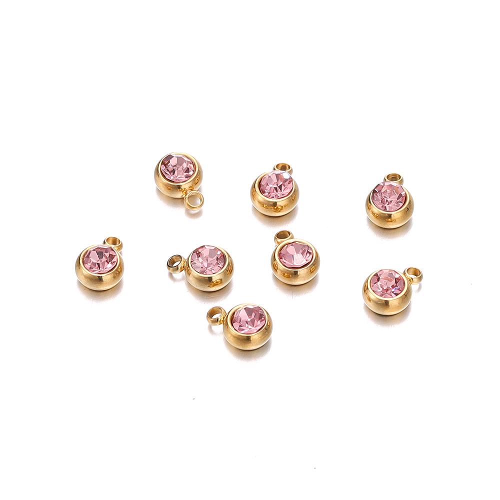 20 Stück 6mm Edelstahl Strassperlen Goldfarbe Kristall Anhänger für DIY Halskette Armband Charm Schmuckherstellung