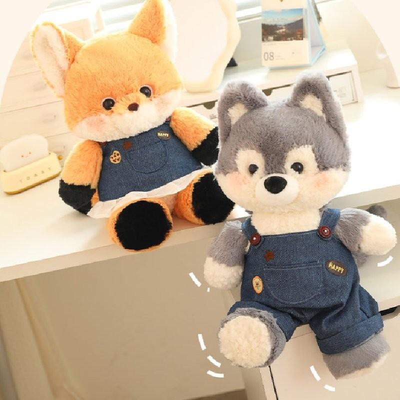 Adorable Fox And Wolf Plush Toys Soft And Cuddly Cartoon Animal Pillows For Kids