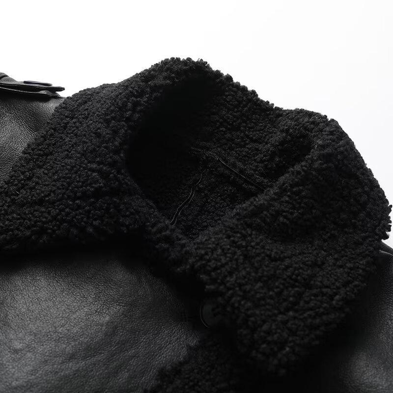 Damen 2024 Shearling-Mantel mit quadratischem Ausschnitt - Europäischer & Amerikanischer Stil Warme Bindegürtel-Oberbekleidung