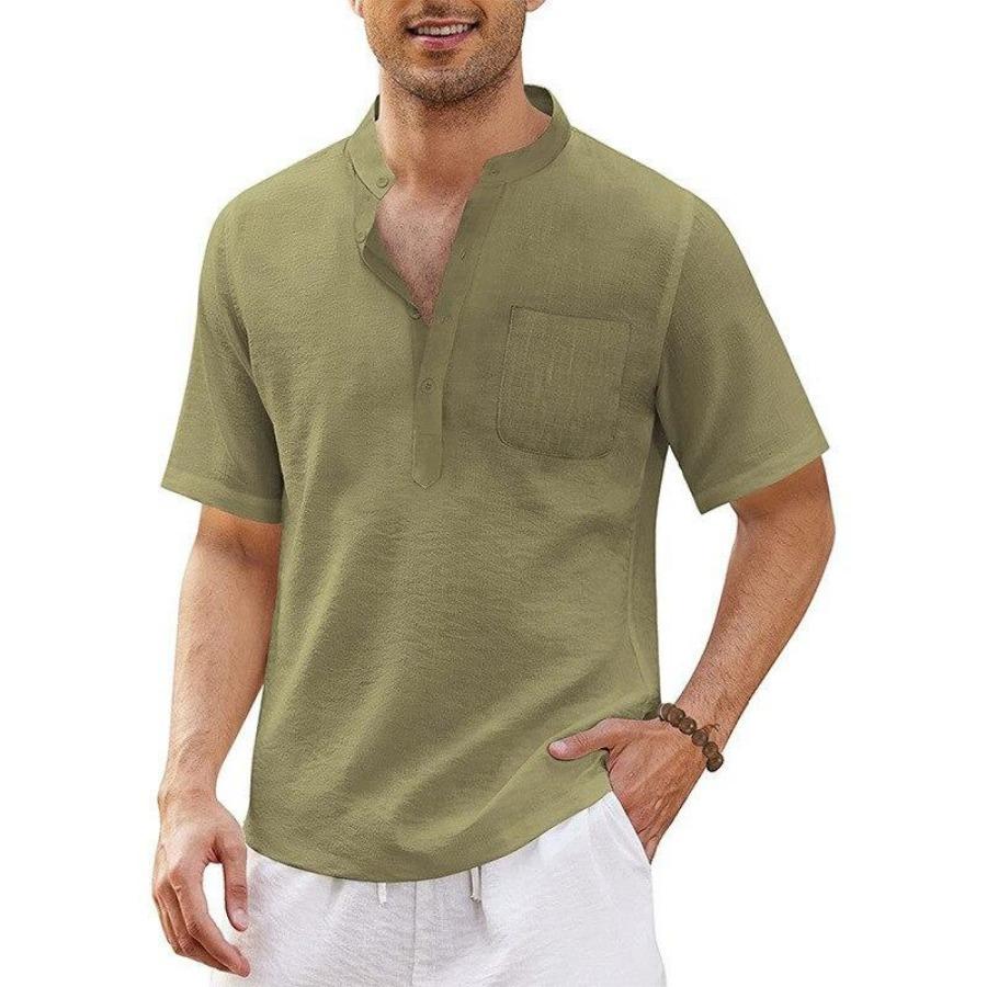 Summer New Men's Short-Sleeved T-shirt Cotton and Linen Led Casual Men's T-shirt Shirt Male Breathable S-3XL