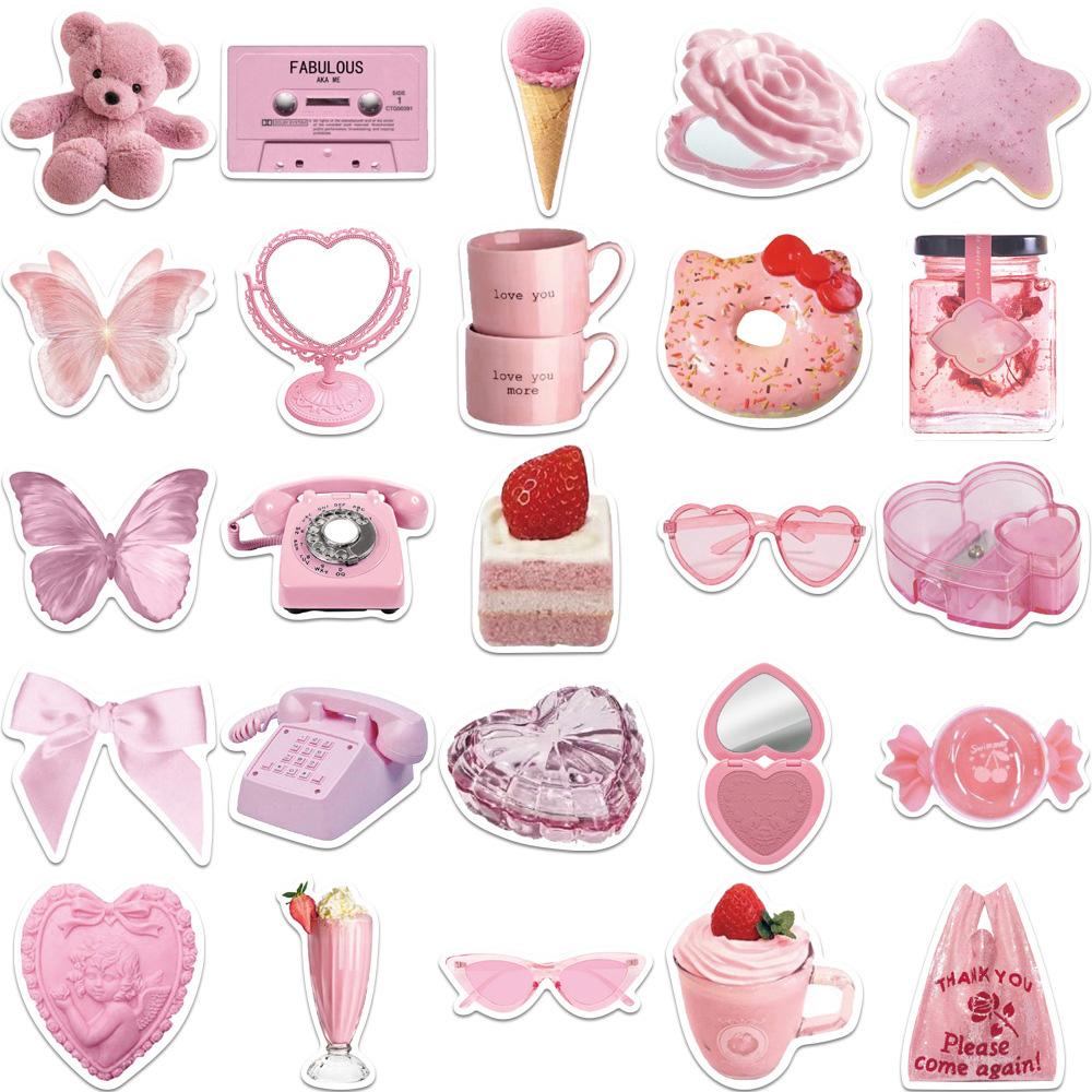 10/30/50pcs Cute Korean Pink Girl Heart Stickers Ins Style Aesthetic Decals Suitcase Phone Laptop Kawaii Sticker Decoration Toy