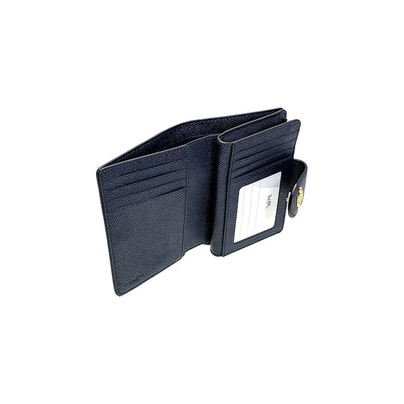 Coach Corner Zip 13 Snap Storage Leather Card Holder Wallet Medium Women's Night Blue