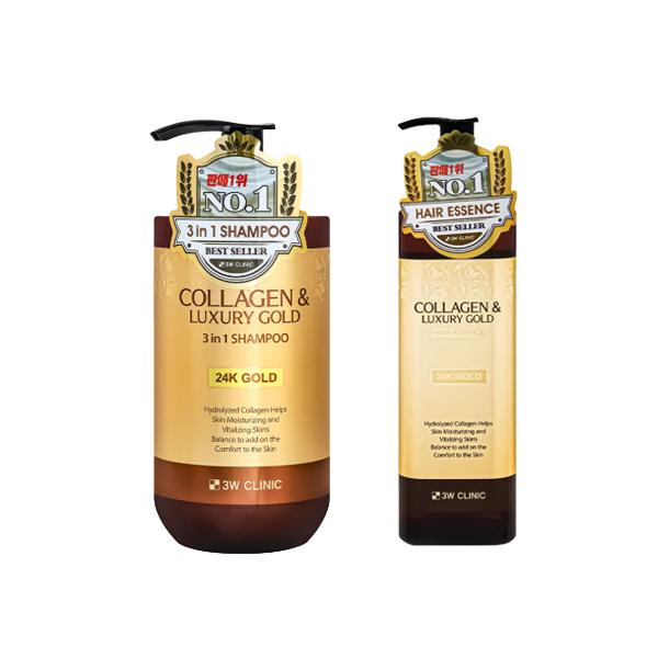 3w Clinic קולגן וזהב יוקרתי טיפול כולל (שמפו, ג'ל רחצה לגוף, קרם גוף, סרום לשיער, ספריי לשיער, אמפולה לשיער) (20 אפשרויות)