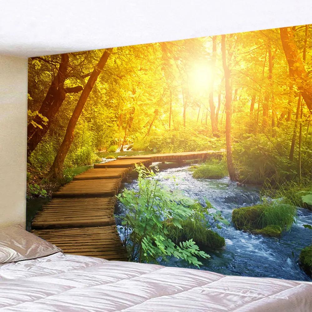 Sunset Sunshine Scenery Tapestry Bedroom Wall Decor  Living Room   Covering