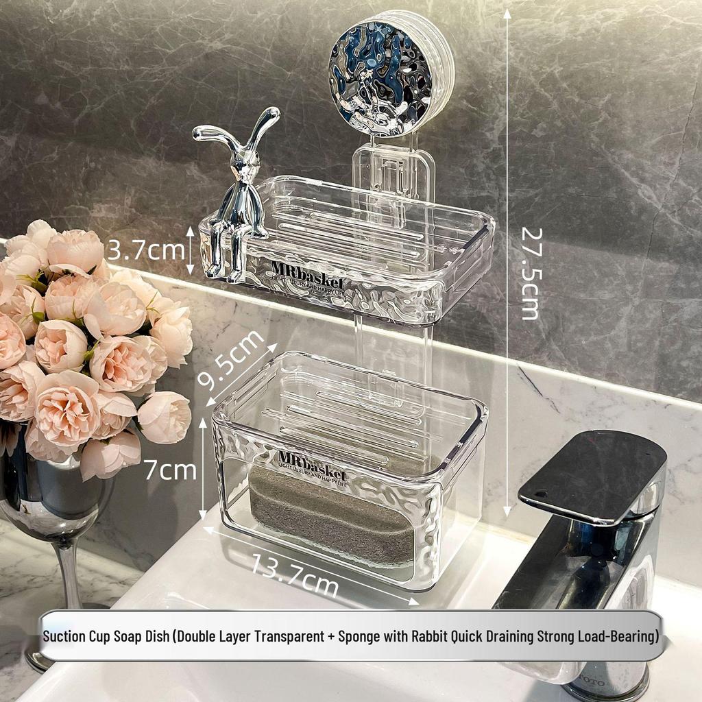 High-End Wall-Mounted Soap Dish with Strong Suction and Drainage