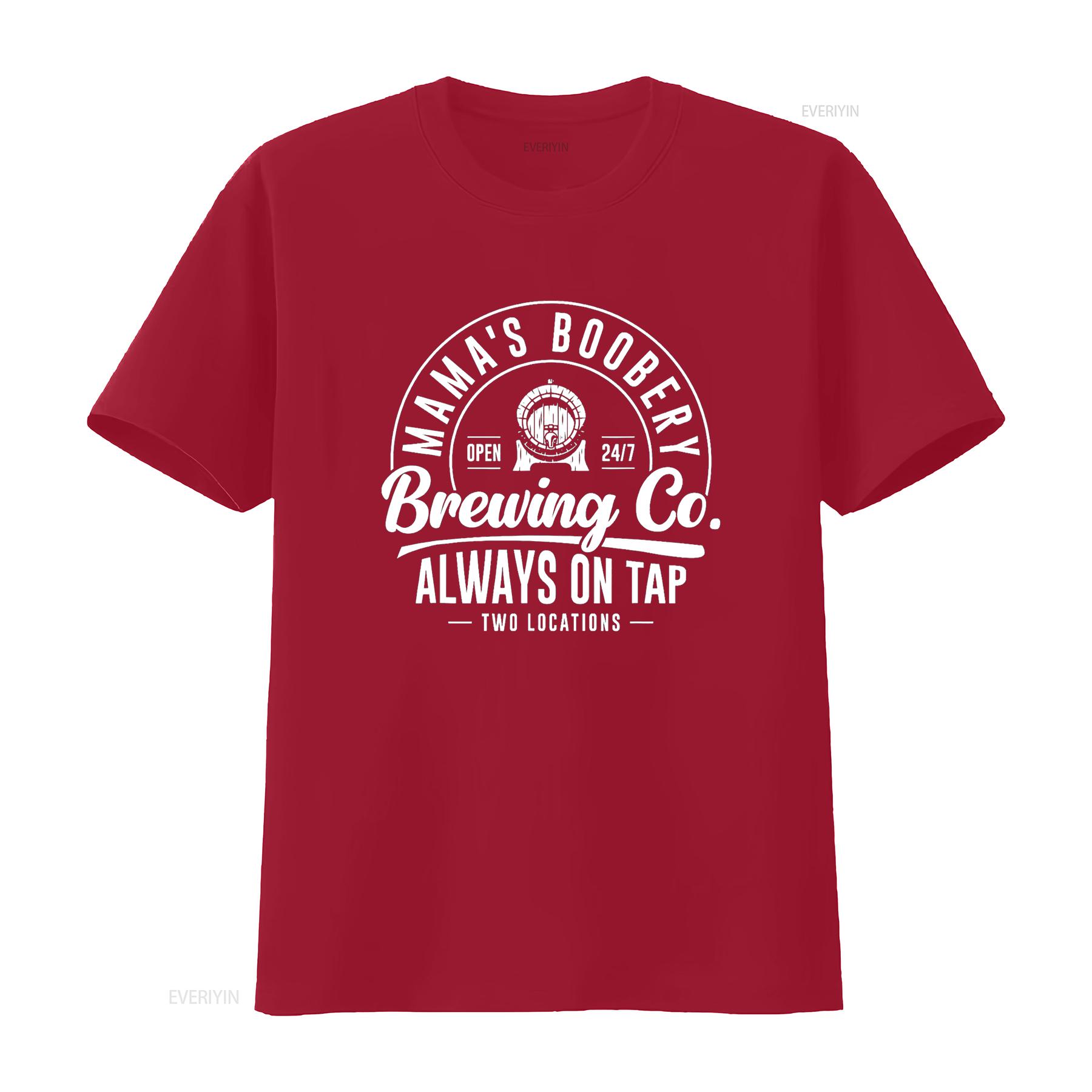 Mama s Boobery Brewing Co New Mom Breastfeeding Funny T Shirt vintage Washed Stretched Top For Everyday Wear Versatile homme S