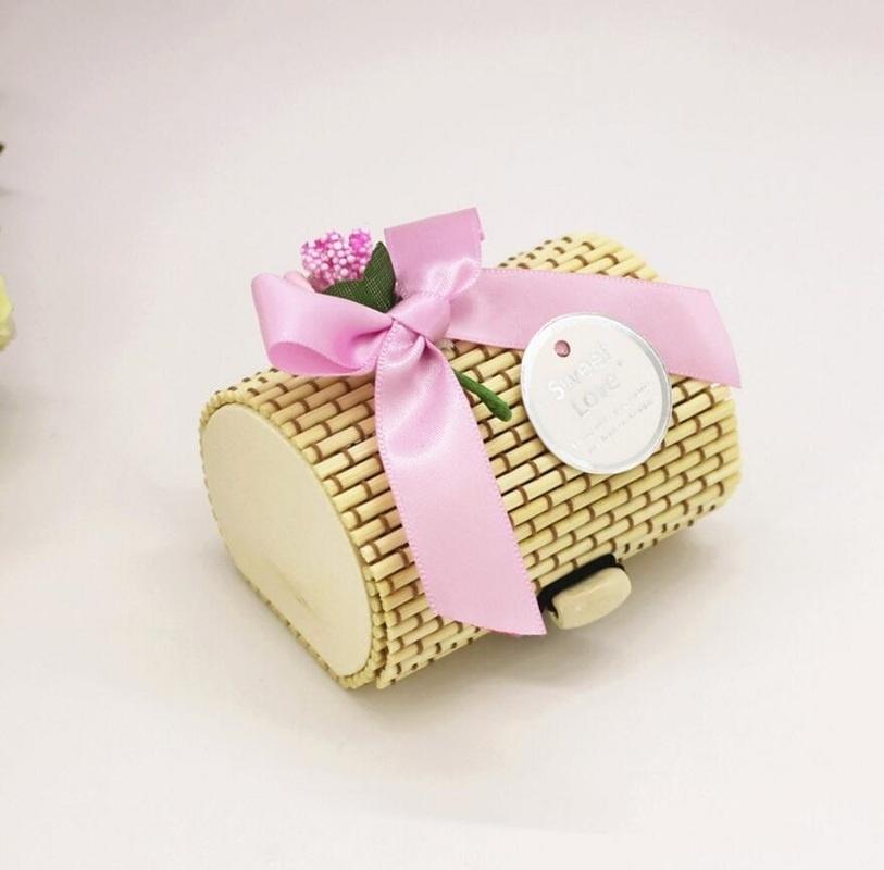 DIY Forest Bamboo Wedding Candy Box Gift Packing Favor Storage Box Bow Ribbon Party Decor