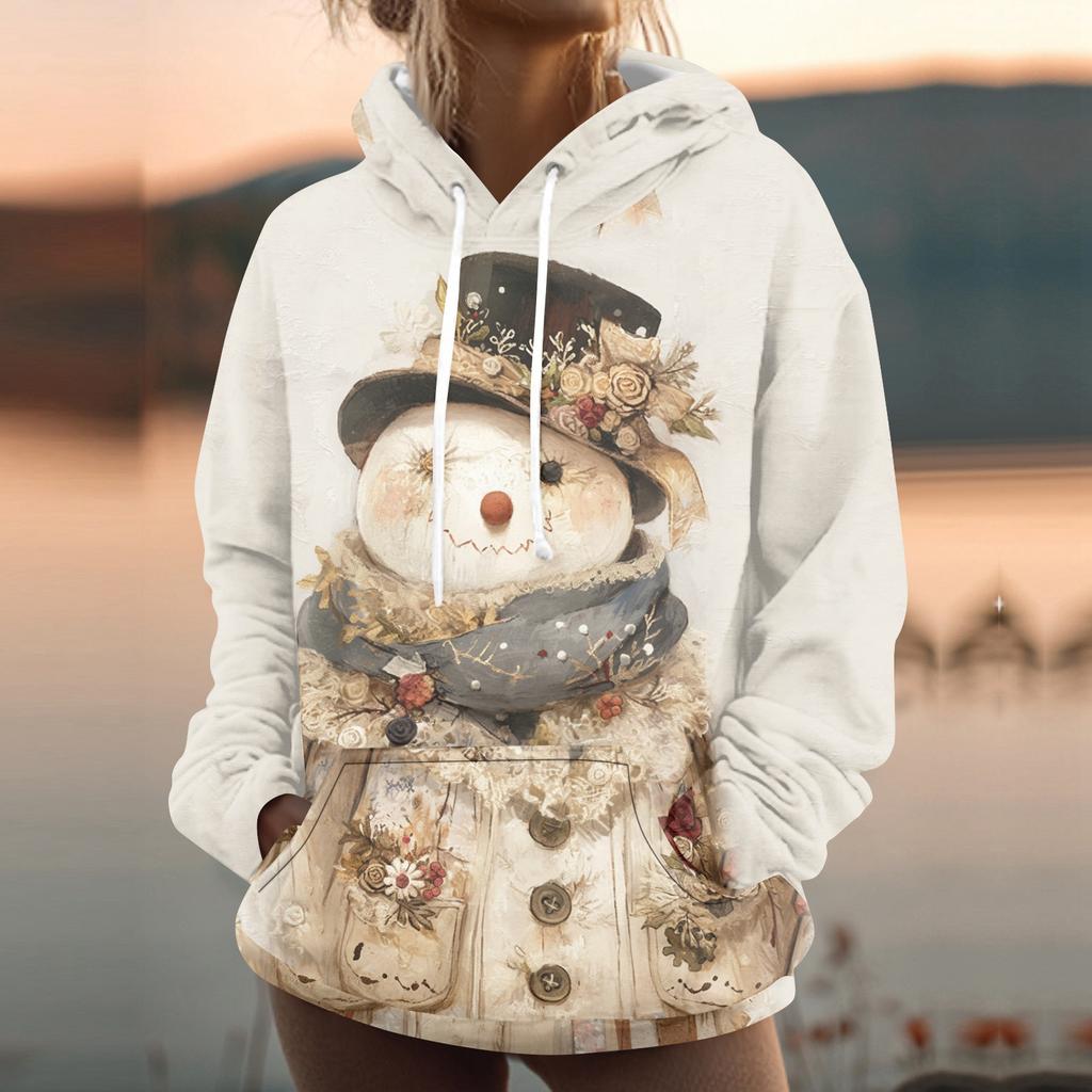 Women's Fashion Sweatshirt Printed Casual Hooded Sweatshirt With Pockets