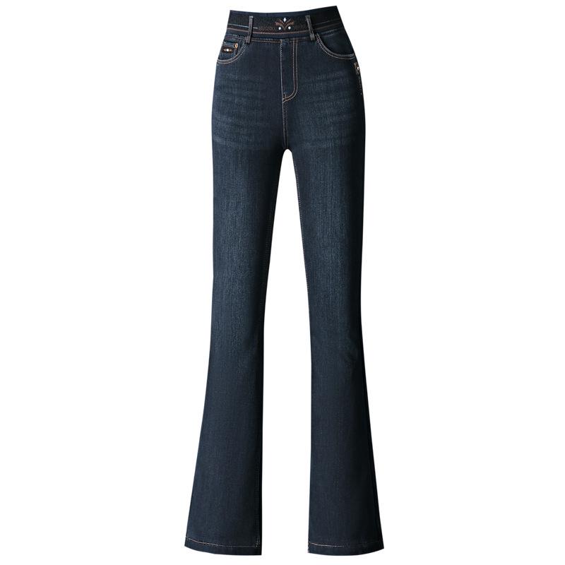 Women's Fleece-Lined Flared Jeans: Slimming, High-Waisted, Elastic, Comfortable, Versatile Fit