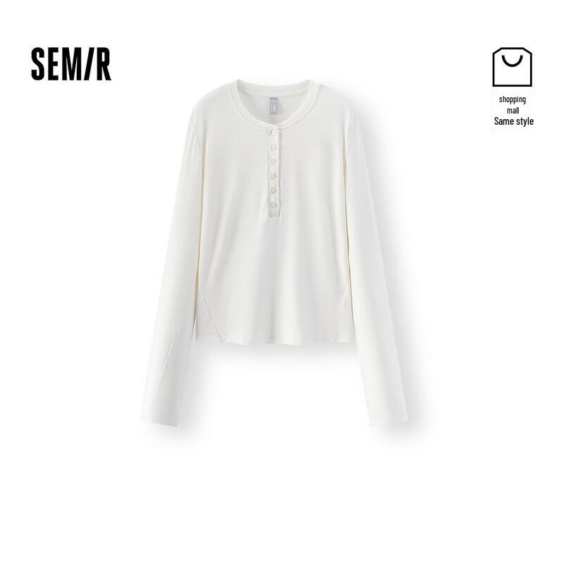 Semir Women s Henley Neck Long Sleeve Slim Fit T-shirt L