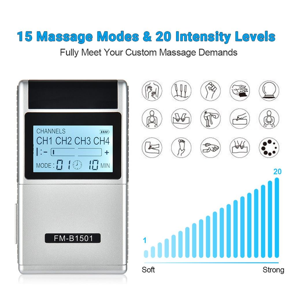 20 Gears  Electrical TENS Machine Portable Pulse Massager Digital Therapy Full Massager Pain Relief Acupuncture