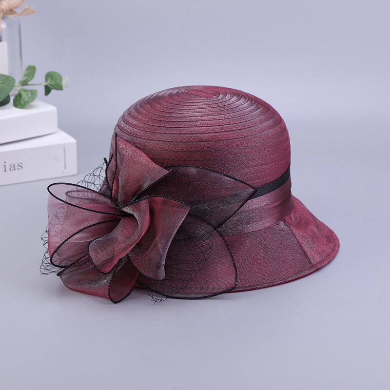 Hat female visor in the elderly sun hat organza bucket hat big brim big brim sun hat