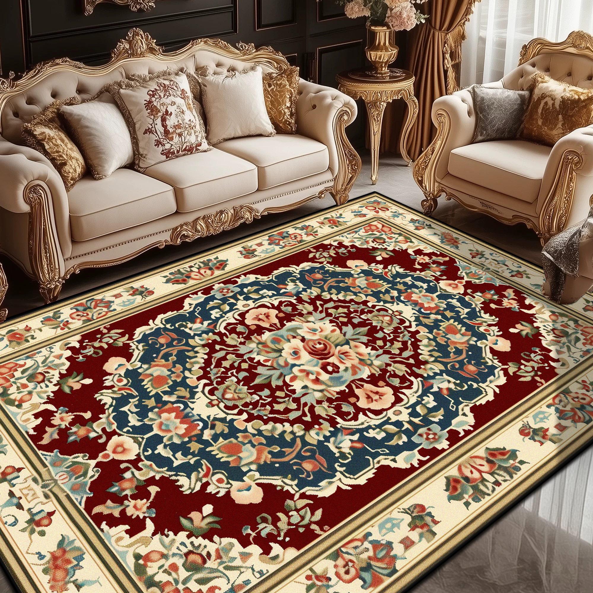 

Килим у європейському стилі для розкішної вітальні, перський домашній декор, м який приліжковий килимок для спальні, килим для зони відпочинку, кавових столиків, нековзний килим 80*160cm