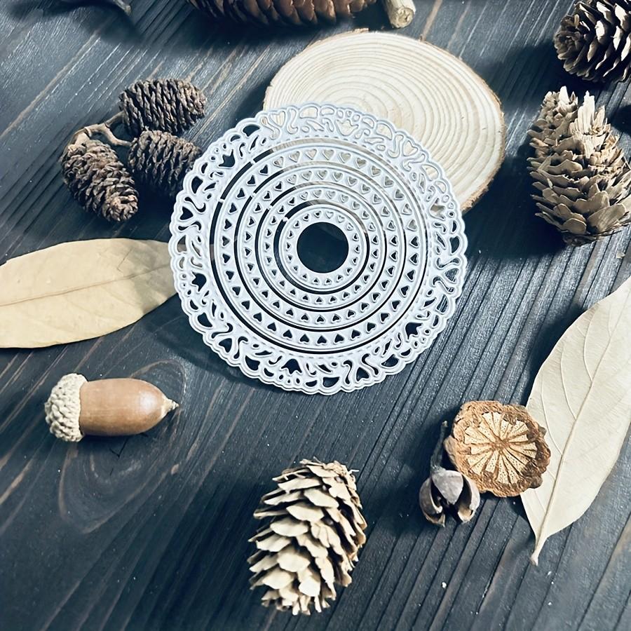 5 Stück/Set Runder Herzförmiger Rahmen Hintergrund Metall Stanzschablonen Schablone für DIY Scrapbooking Fotoalbum Prägepapier Karten Handwerk Stanzteile