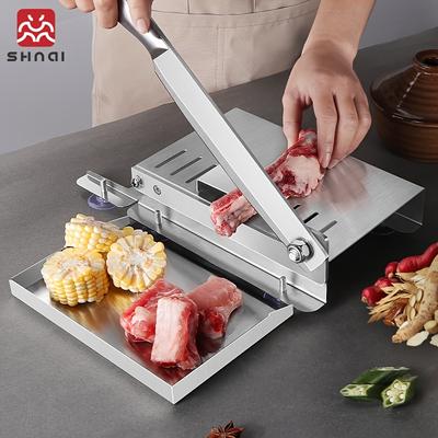 Stainless Steel Manual Slicer Meat Cutter,Cutter Slicing Knife Easy Clean Stainless Steel Manual Meat Cutter For Frozen Beef,Bones,Kitchen Gadget