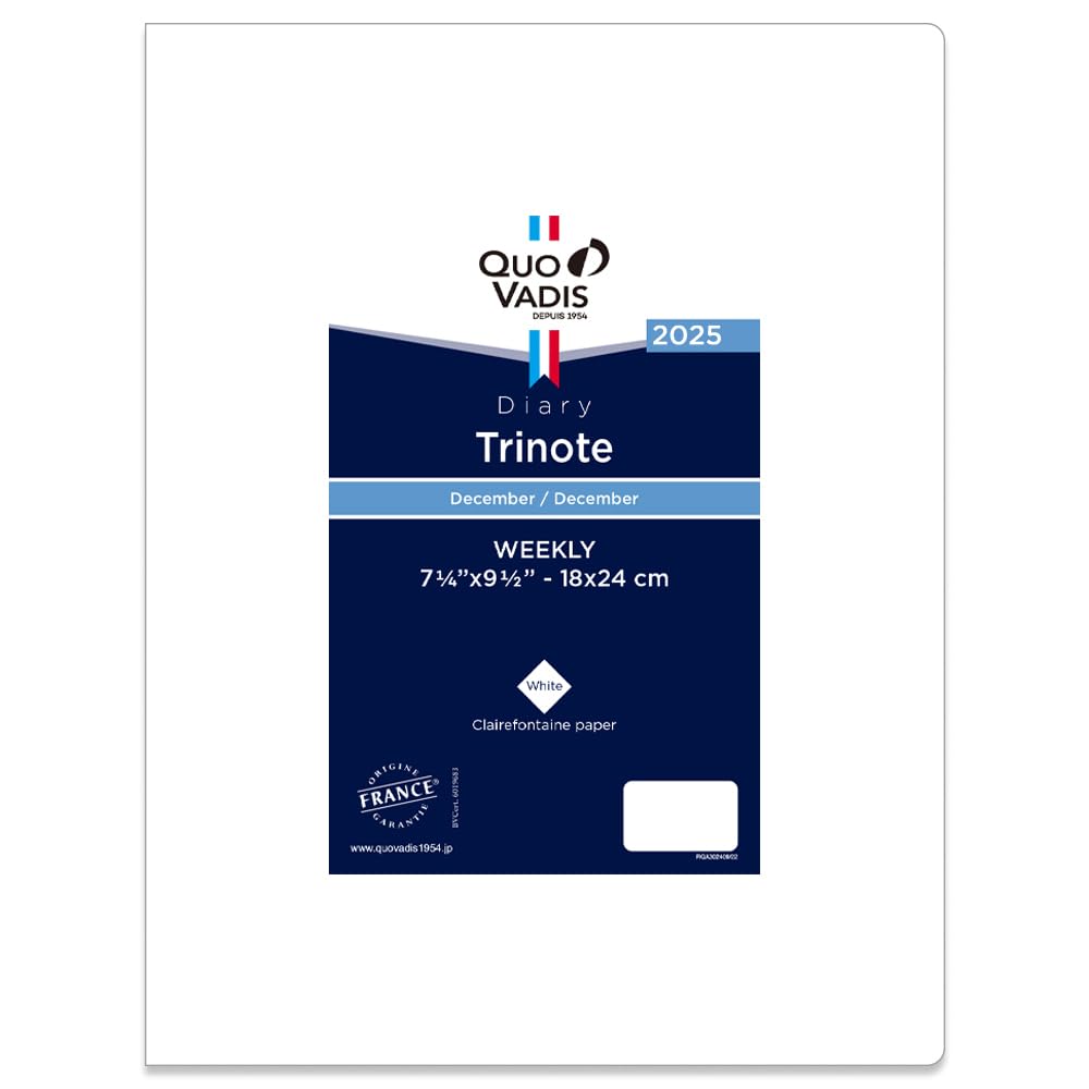 

Ежедневник Quovadis начинается с декабря B5 Вариант 18 x 24 QUOVADIS [Издание 2025 года] Trinote/Сменный блок (Еженедельник вертикальный, 2024, см) qv048rech-pe