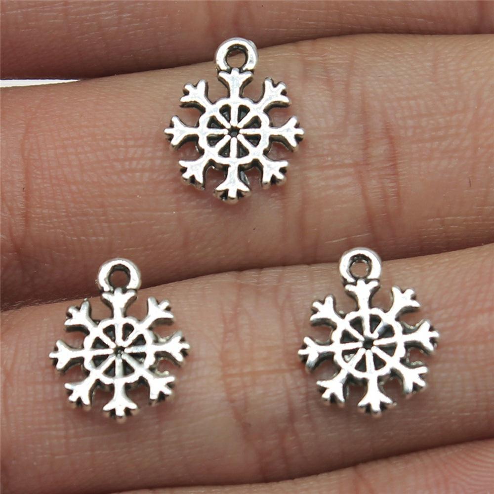20 Stück Metall Zinklegierung Gemischte Größen Schneeflocken Anhänger Passend für Schmuck Weihnachtsanhänger Komponenten DIY Handgemachtes Basteln