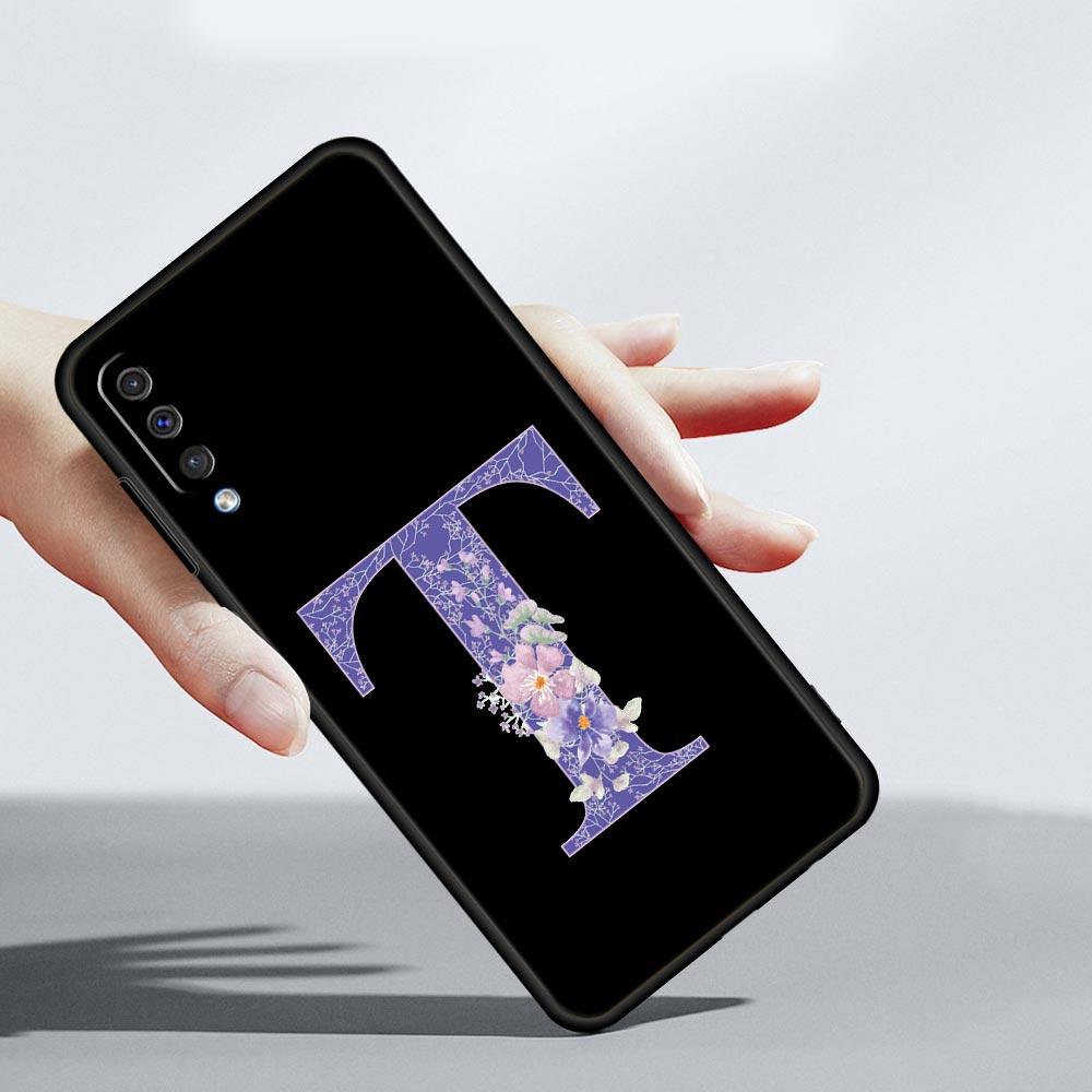 Letters Purple Flower Phone Case For Samsung Galaxy A56 A36 A26 A34 A17 A16 A06 A14 A12 A54 A72 A24 A22 A70 A52 A50 A40 A32Cover